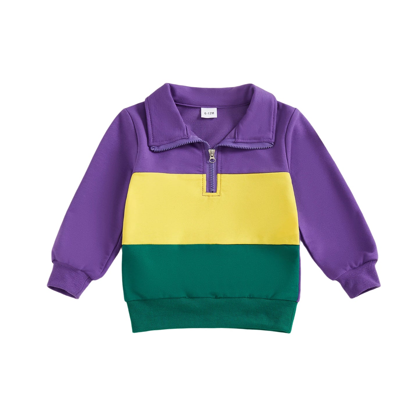 Toddler Baby Boy Carnival Sweatshirt Pullover Long Sleeve Lapel Collar Patchwork Upper Zipper Fall Tops