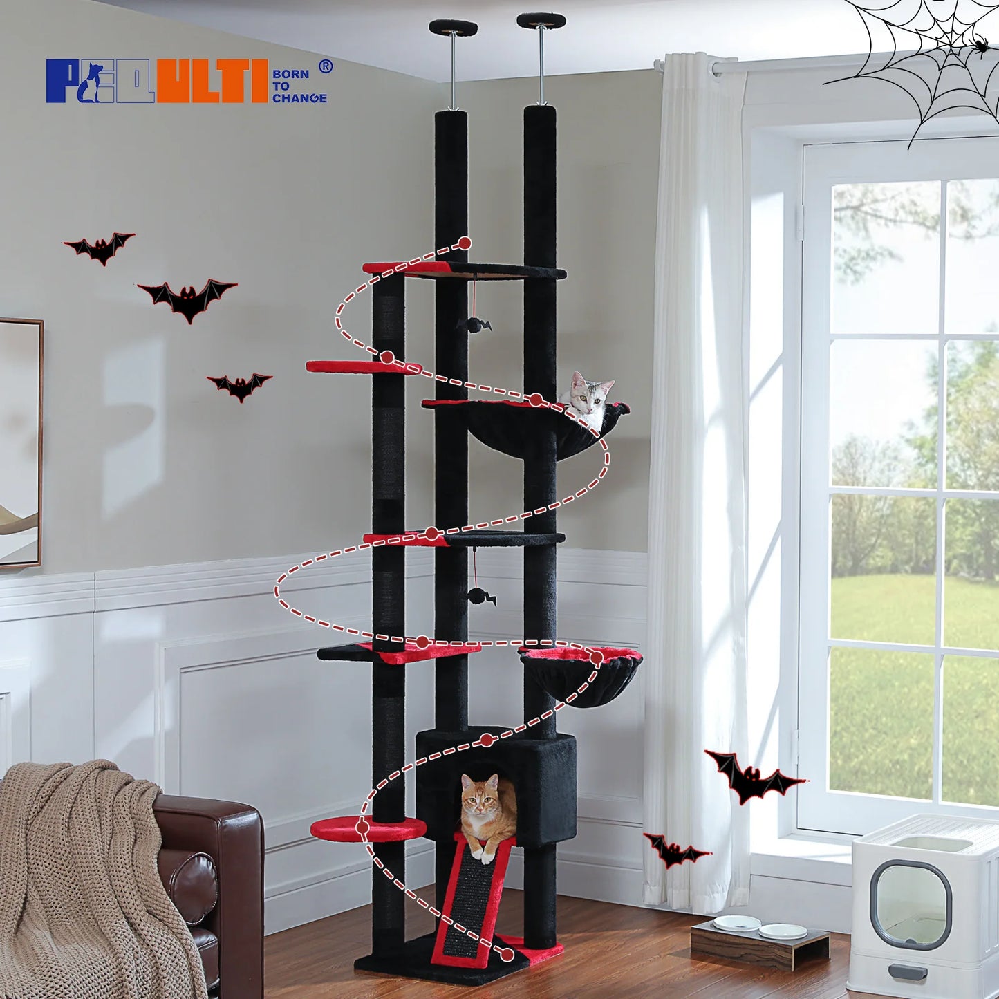 PAWZ Road Floor To Ceiling Cat Tree With Adjustable Height