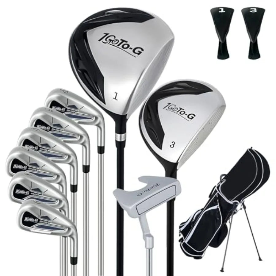 Golf Clubs Set for Men, Complete Mens Golf Clubs Full Set Right Handed Includes Stand Bag with Rain Hood, 1#Driver 3#Wood 5# 6#