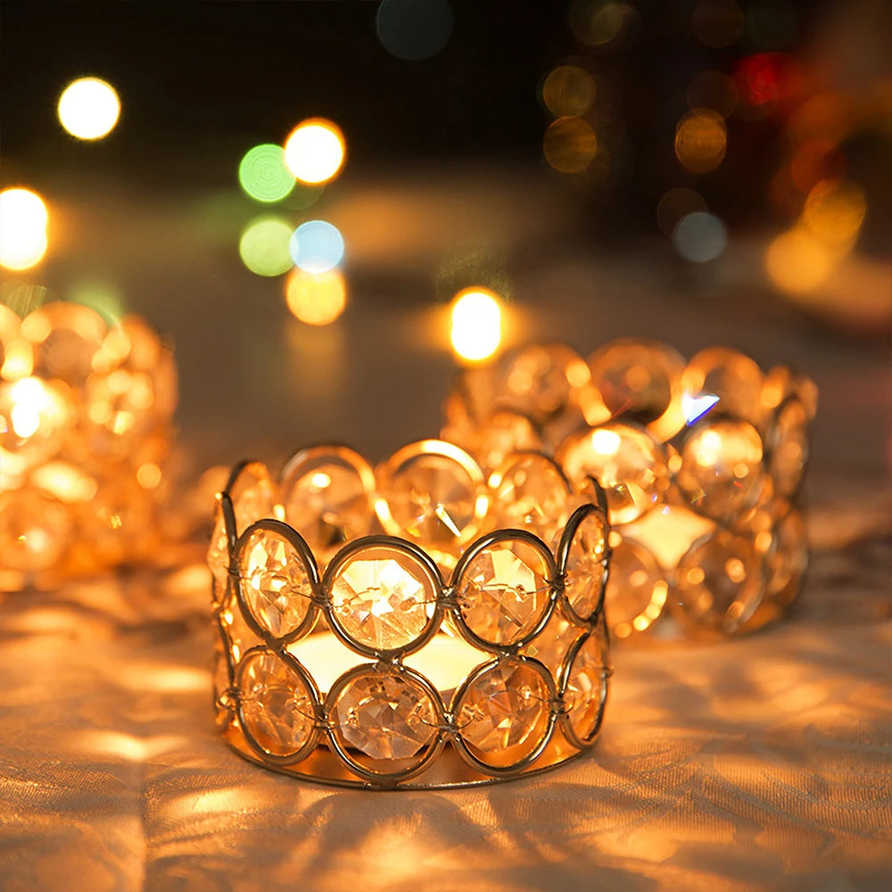 Candle Crystal Gold Votive Holders 24Pcs For Weddings