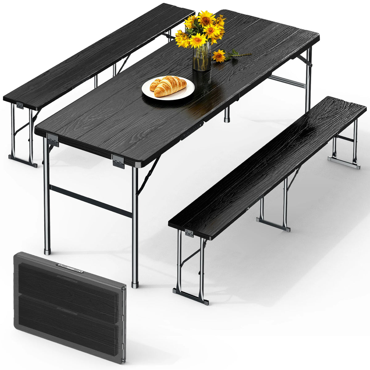 Evokeden Portable Folding Picnic Table Set For Outdoors