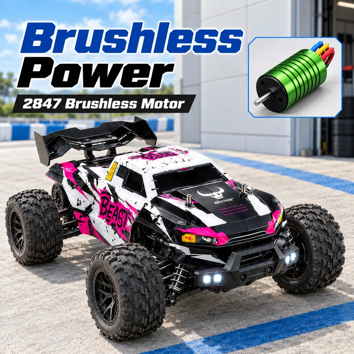 ZNLYRION Brushless 4WD RC Monster Truck with LED Headlights