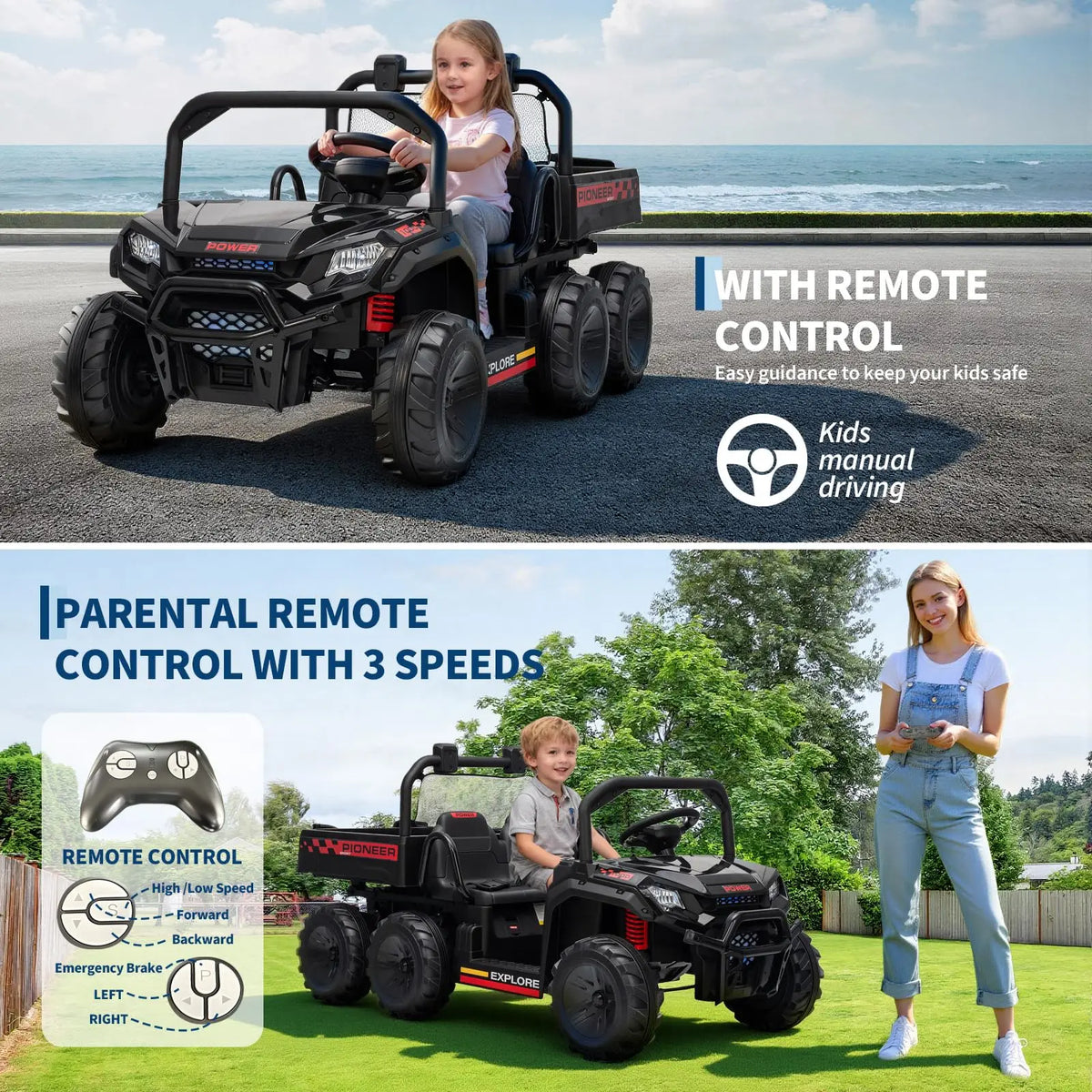 HiMISS Kids Ride On Dump Truck With Parental Remote Control