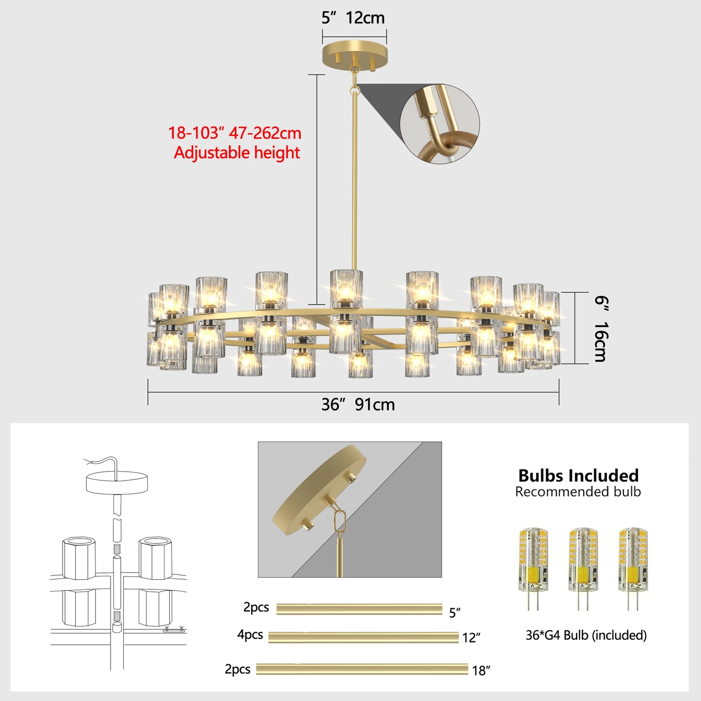 ZHIKEA Crystal Chandeliers Led Lights For Living Rooms