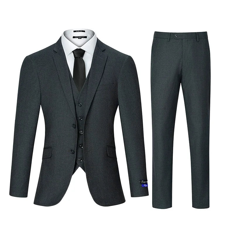 Men's Classic 3-Piece Suit Set Blazer With Button Details Regular Fit