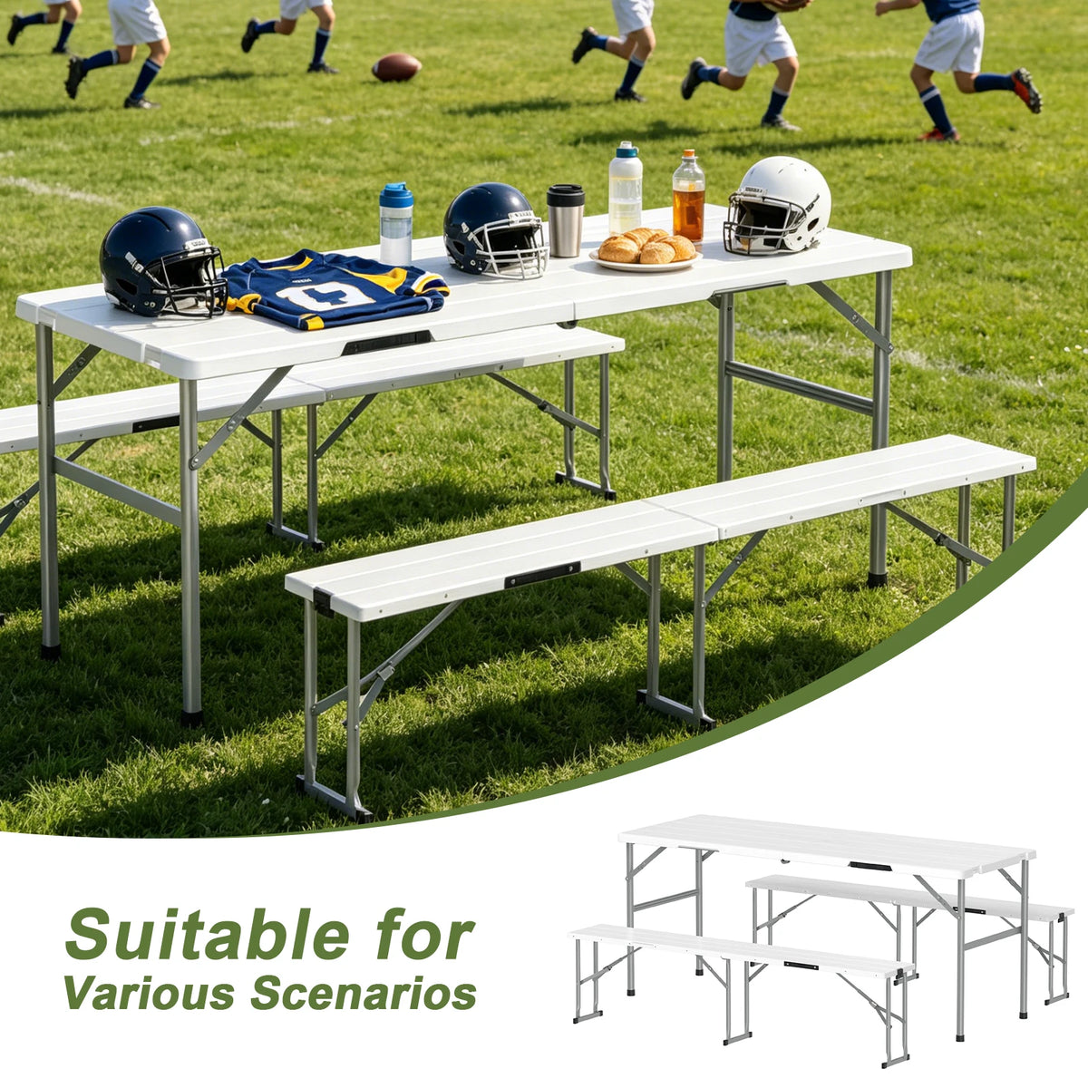Evokeden Portable Folding Picnic Table Set For Outdoors